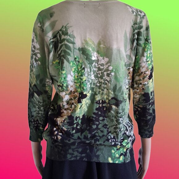 JOSEPH A. Blossoming Floral Print 3/4 Sleeve Cardigan Size M - Picture 4 of 7